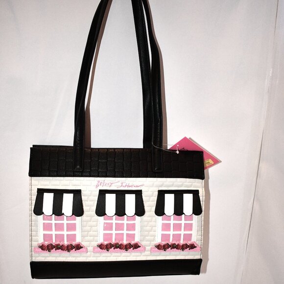 Betsey Johnson House of Betsey Tote in Black/White #BJ36805A NWT - Picture 1 of 6